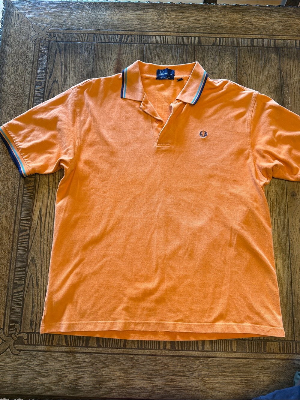 Fred Perry Orange Polo with Contrast Blue & Navy Trim